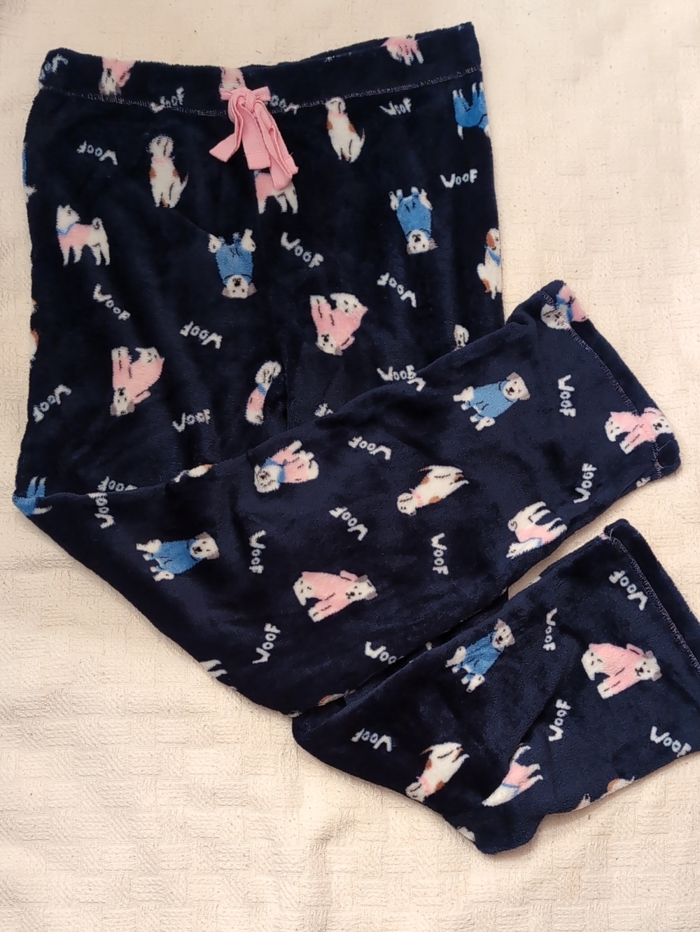 Navy Dog Print Fleece Pajama Pants - Pink & Blue Accents